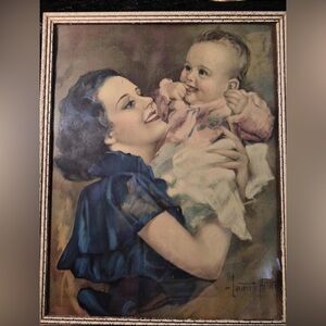 Vintage Print ‘Mother and Child’ 1930s by Laurette Patten Framed Lithograph 1936